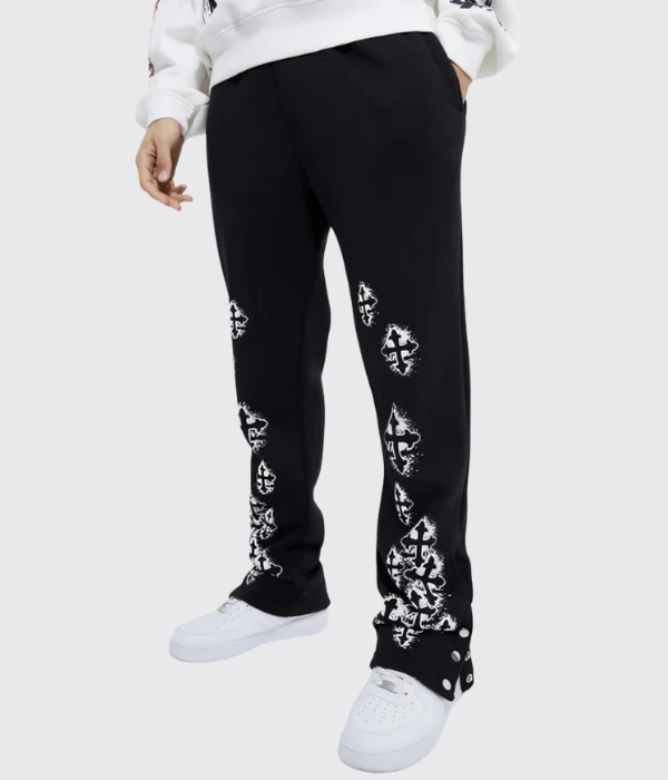 BohooMan Tall Cross Badge Graphic Popper Hem Jogger In Pakistan - Black color