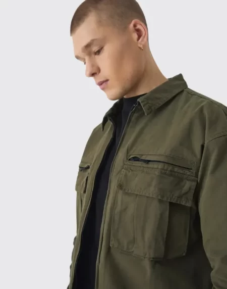 BoohooMan Oversized Peached Nylon Overshirt