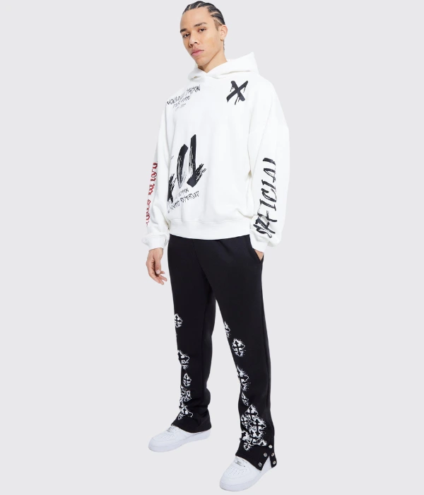 boohooman Tall Cross Badge Graphic Popper Hem Jogger BohooMan - Aura Official Store