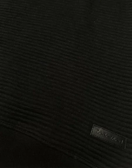 ZARA Man Sweatshirt rib knit pattern black color